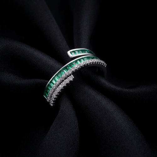 Emerald Layers Ring styled on black silk