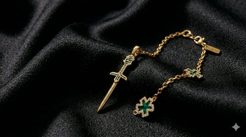 Close-up of the Vanguard Pendant's rose and blade